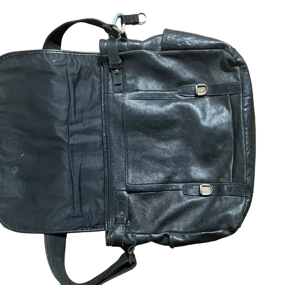 Fossil Messenger Bag Briefcase Attache Case Black Unisex ( Men's) Estate Retro